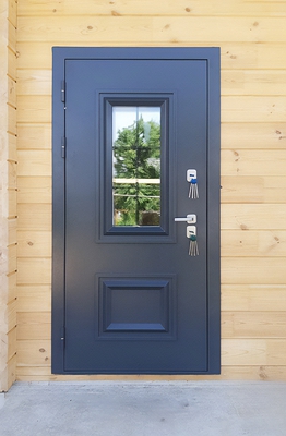 Дверь с окном и металлобагетом