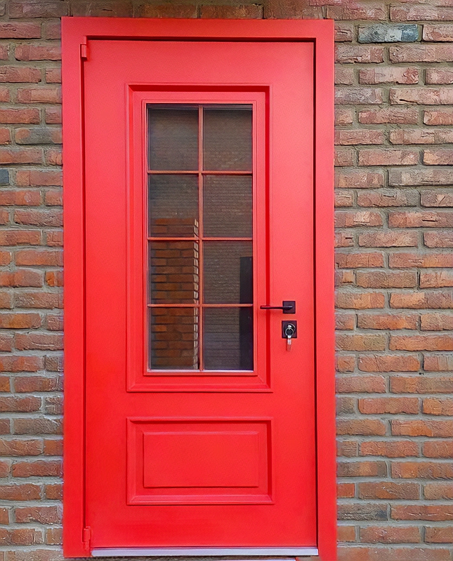 Красная металлобагетная дверь