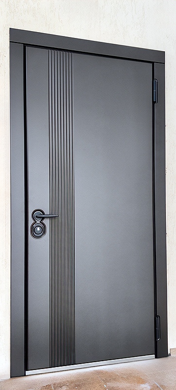 Металлическая дверь с серым МДФ