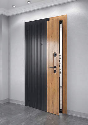Стальная дверь с двухцветной плитой МДФ